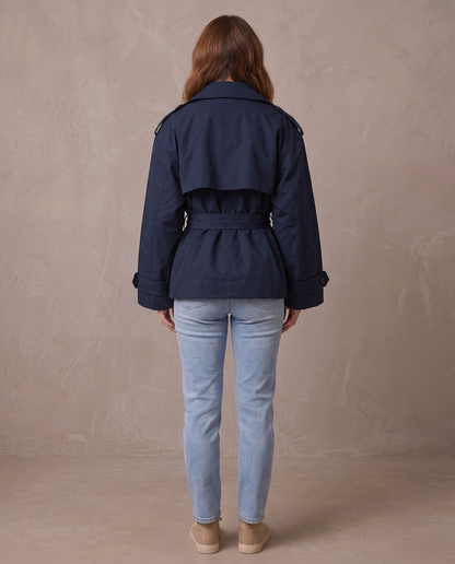 Gabardina de solapa ancha con cinturón Emma, otra vista - Azul marino