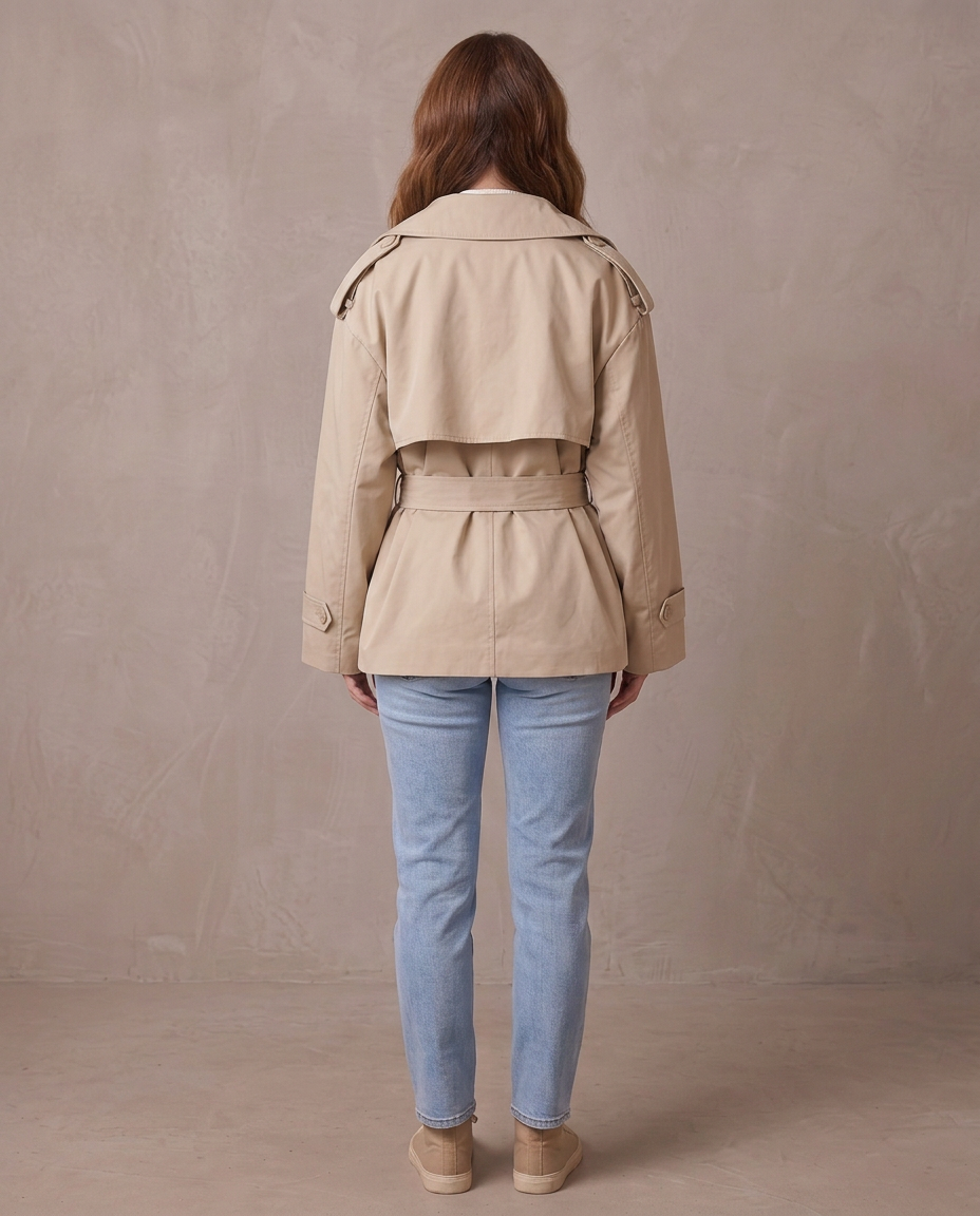 Gabardina de solapa ancha con cinturón Emma, otra vista - Beige