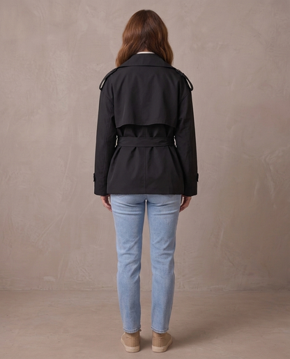 Gabardina de solapa ancha con cinturón Emma, otra vista - Negro