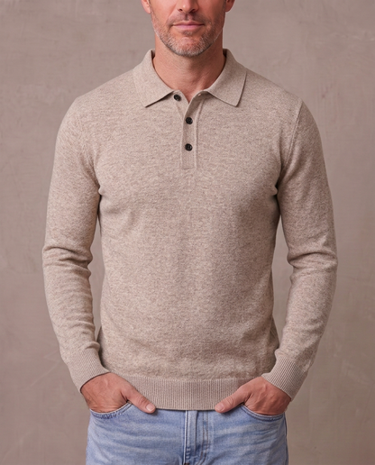 Polo de punto de manga larga Rafael - Beige