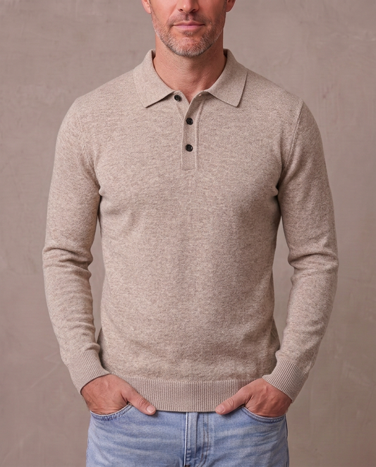 Polo de punto de manga larga Rafael - Beige