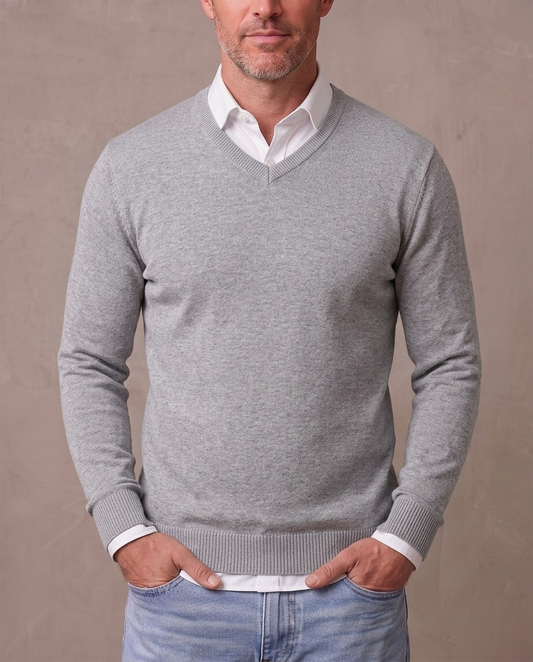 Jersey de cuello de pico Andrés - Gris claro
