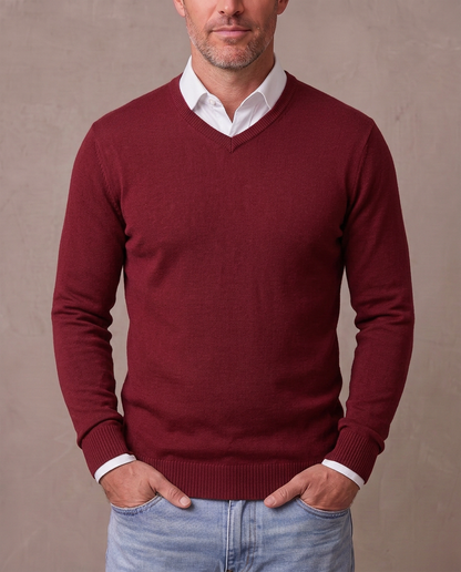 Jersey de cuello de pico Andrés - Burdeos