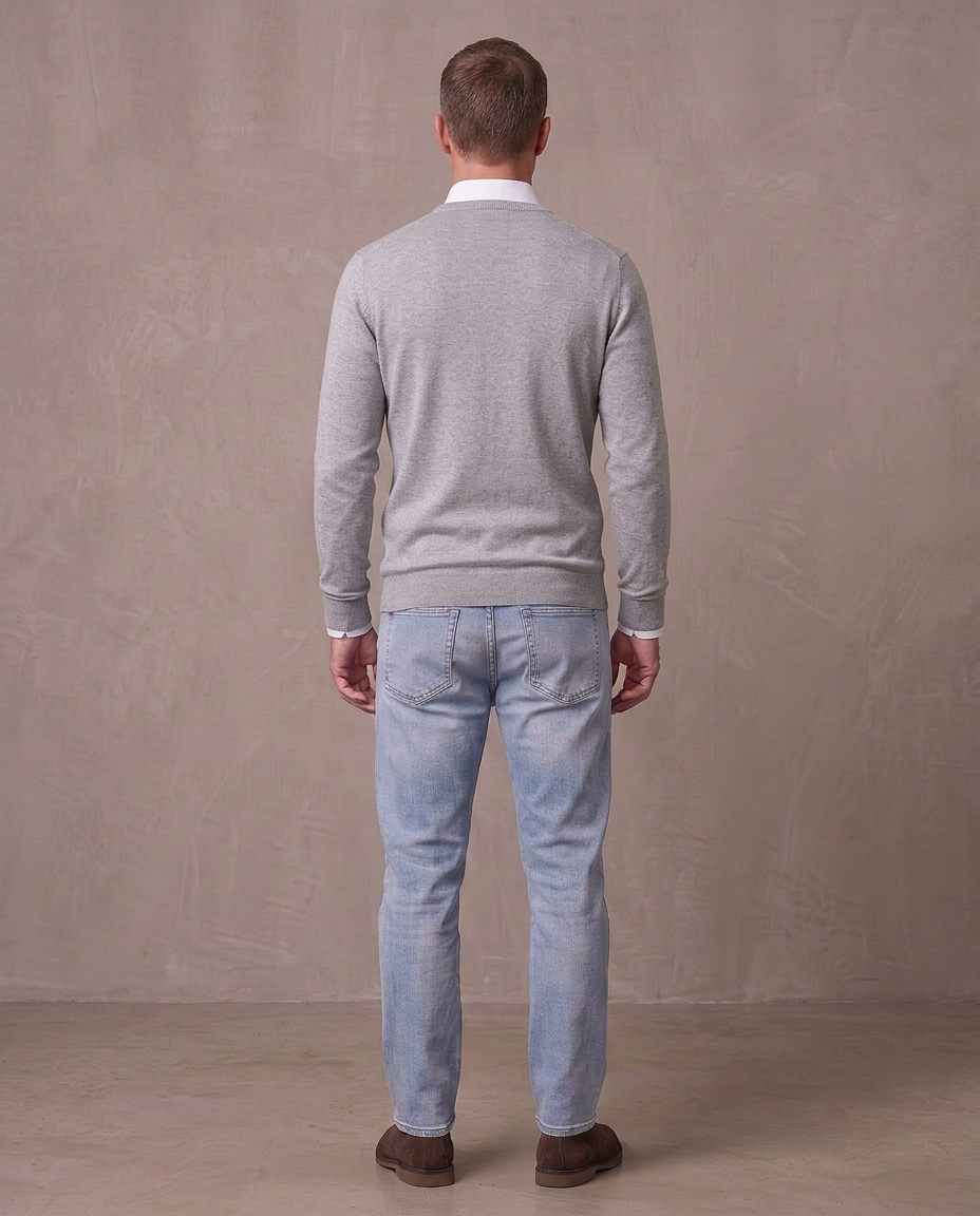 Jersey de cuello de pico Andrés, otra vista - Gris claro