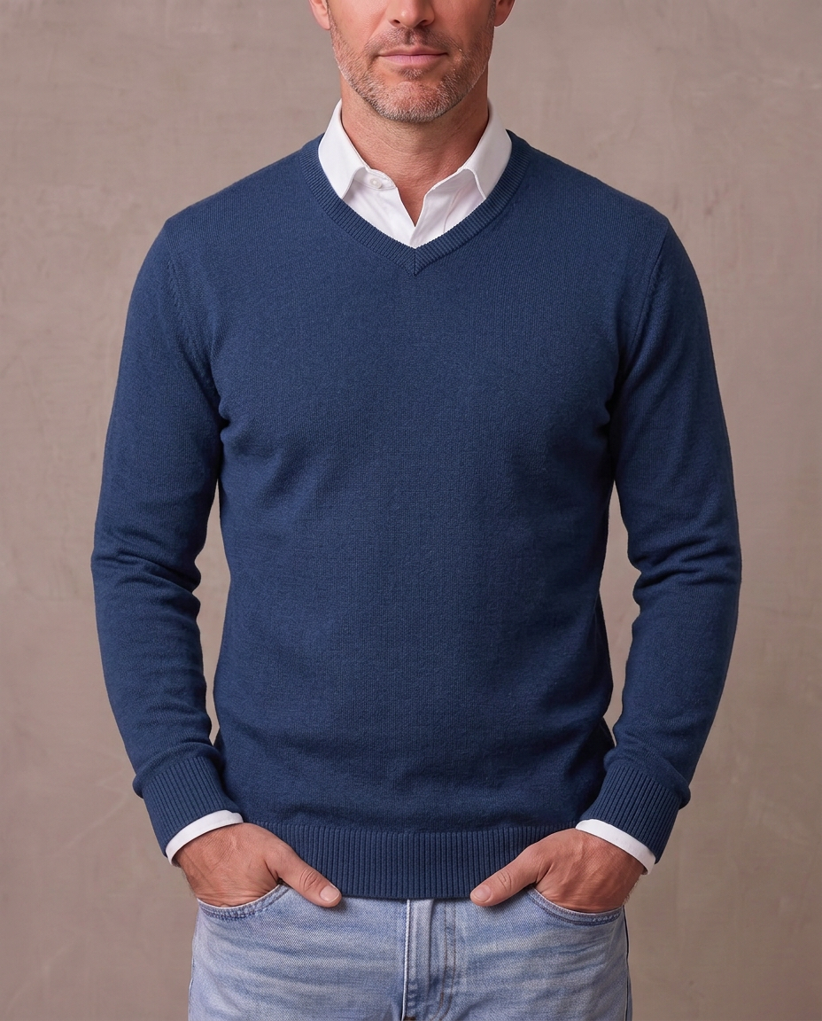 Jersey de cuello de pico Andrés - Azul