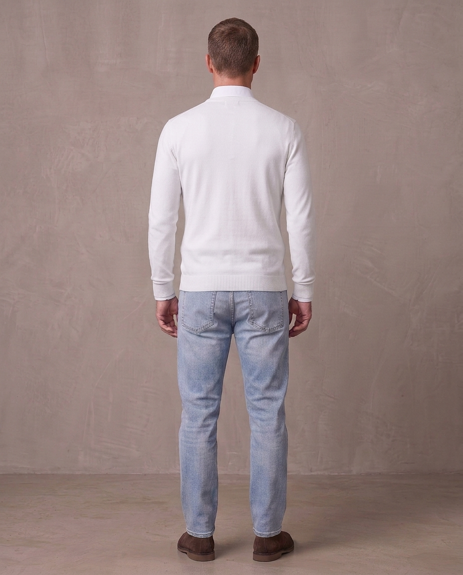 Jersey de cuello de pico Andrés, otra vista - Blanco