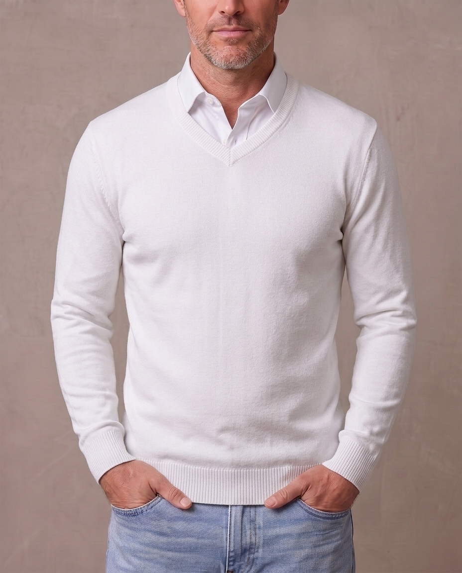 Jersey de cuello de pico Andrés - Blanco