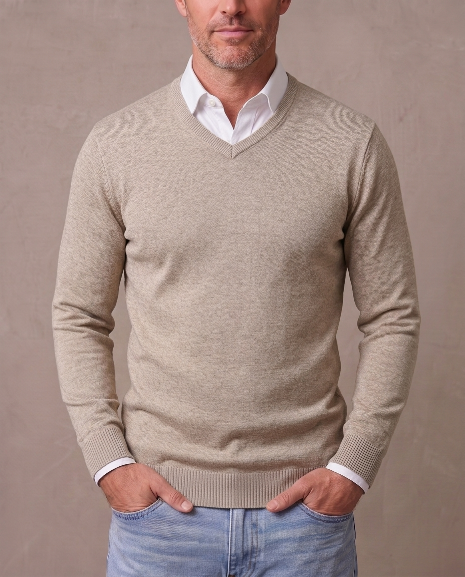 Jersey de cuello de pico Andrés - Beige
