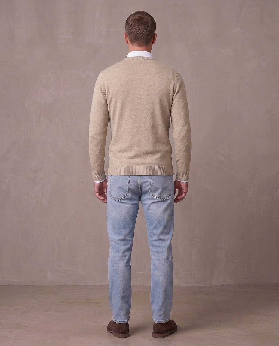 Jersey de cuello de pico Andrés, otra vista - Beige