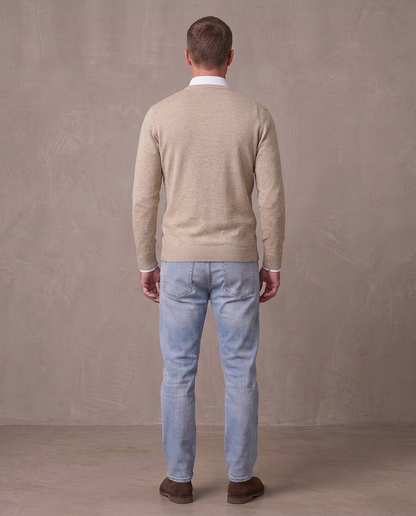 Jersey de cuello de pico Andrés, otra vista - Beige