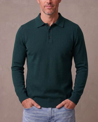 Polo de punto de manga larga Rafael - Verde botella