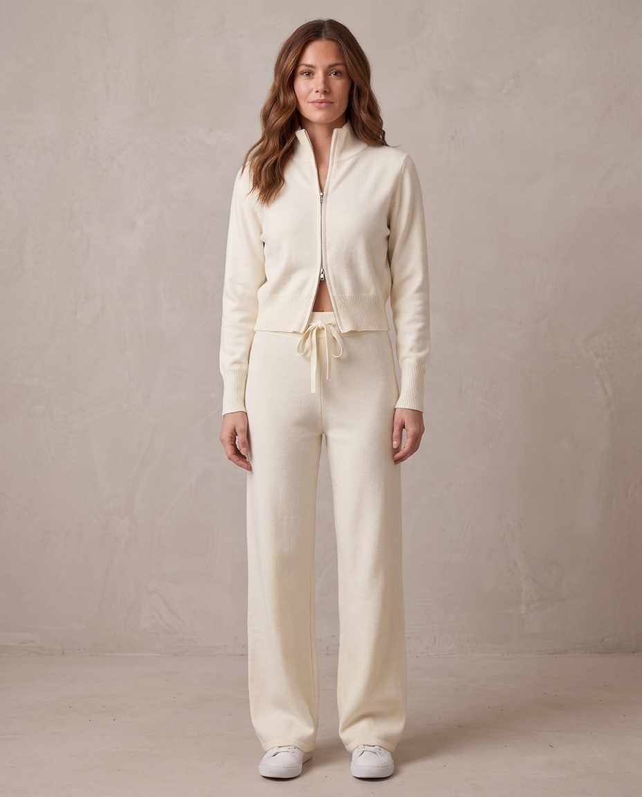 Conjunto de punto con cremallera Lorena - Crudo