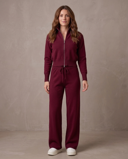 Conjunto de punto con cremallera Lorena - Burdeos