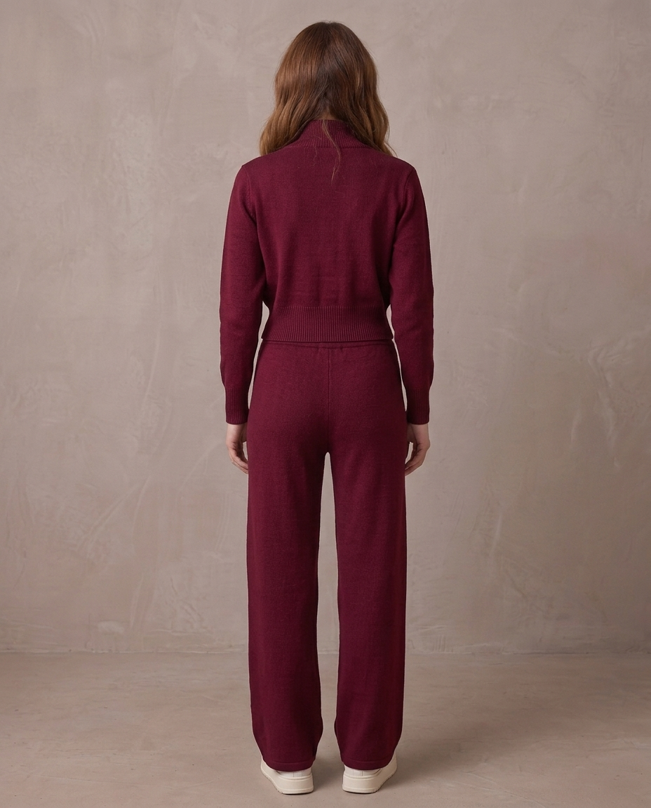 Conjunto de punto con cremallera Lorena, otra vista - Burdeos