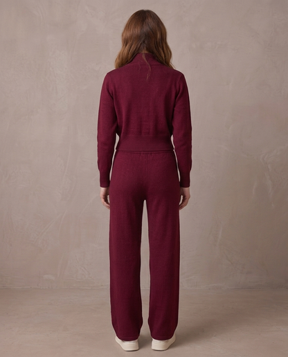 Conjunto de punto con cremallera Lorena, otra vista - Burdeos