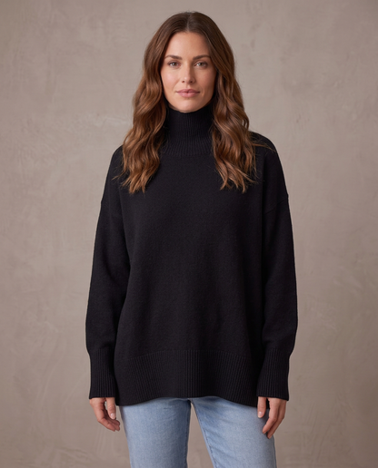 Jersey largo de cuello alto Rocío - Negro