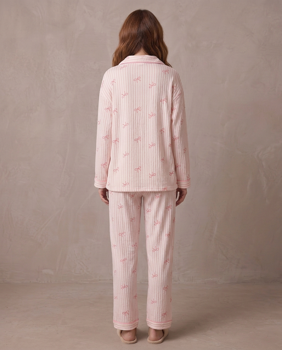 Pijama de punto suave Noelia, otra vista - Rayas rosa