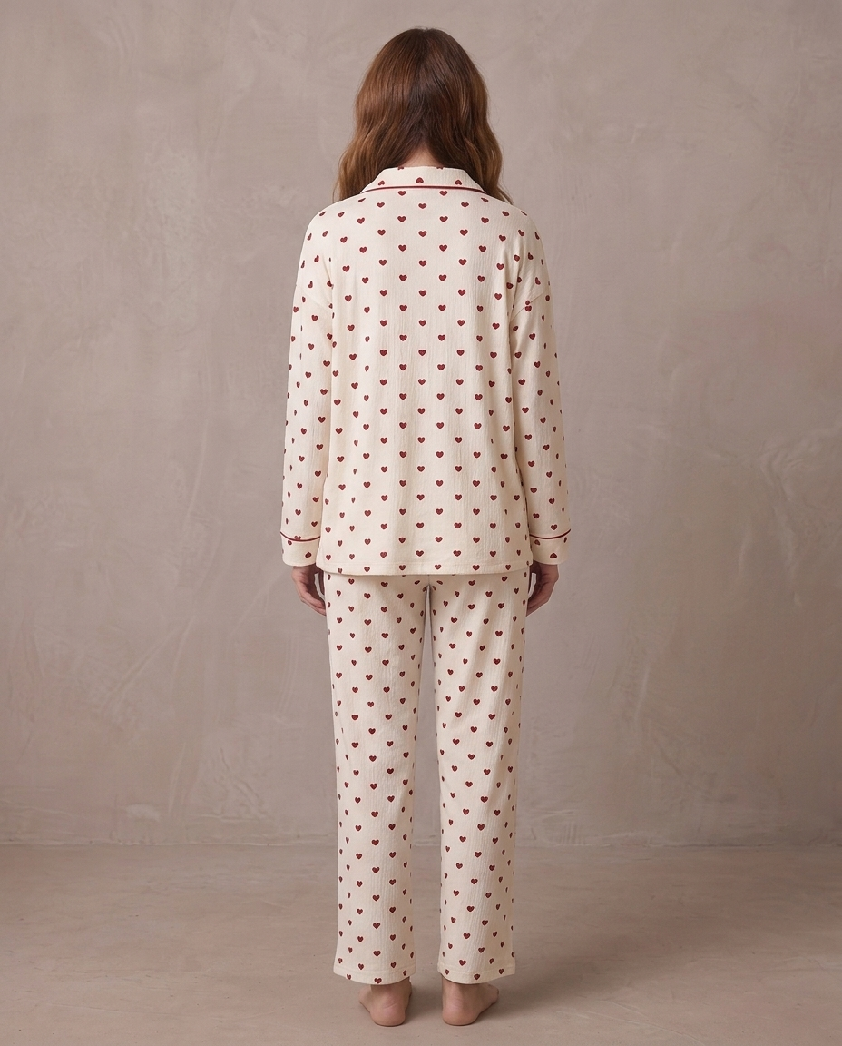Pijama de punto suave Noelia, otra vista - Corazones