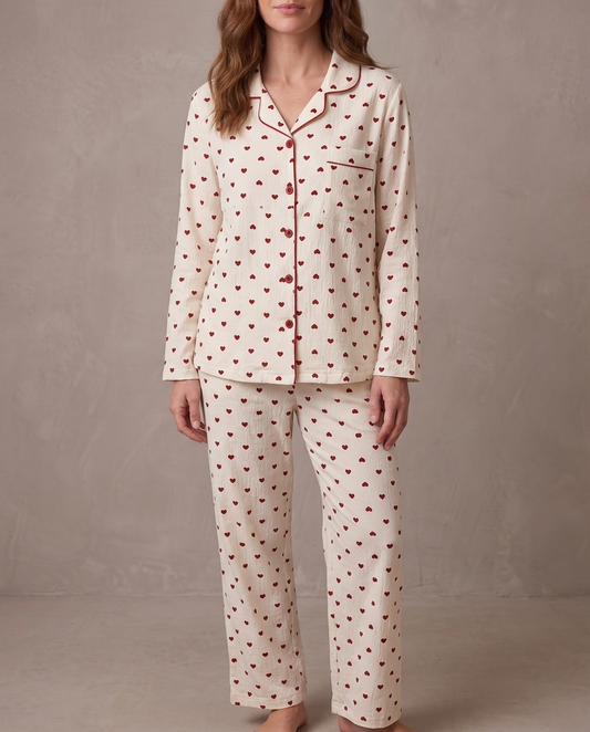 Pijama de punto suave Noelia - Corazones