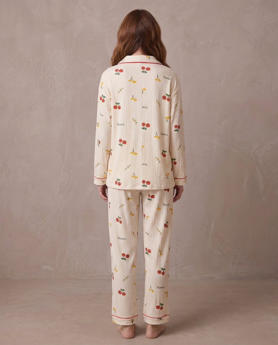Pijama de punto suave Noelia, otra vista - Cerezas