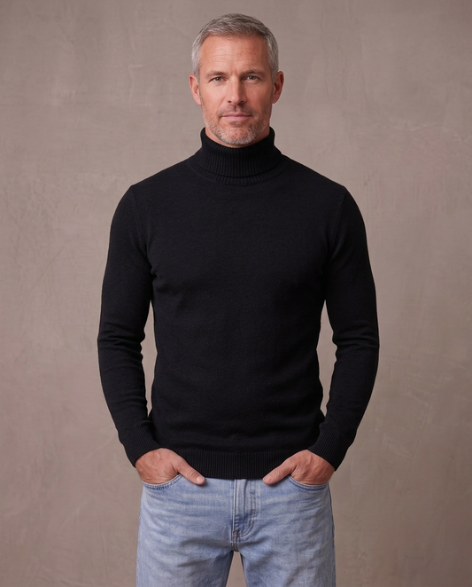 Jersey de cuello alto de punto fino Ramón - Negro
