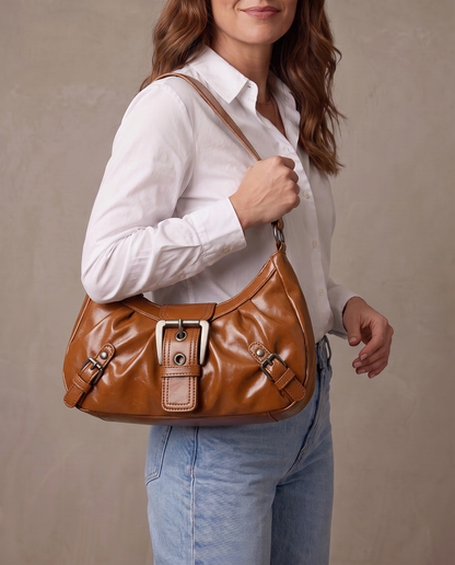 Bolso hobo con hebilla Marta, al hombro - Marrón