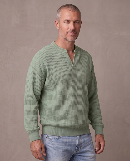Jersey de gofre efecto capas Iker, vista de tres cuartos - Verde claro
