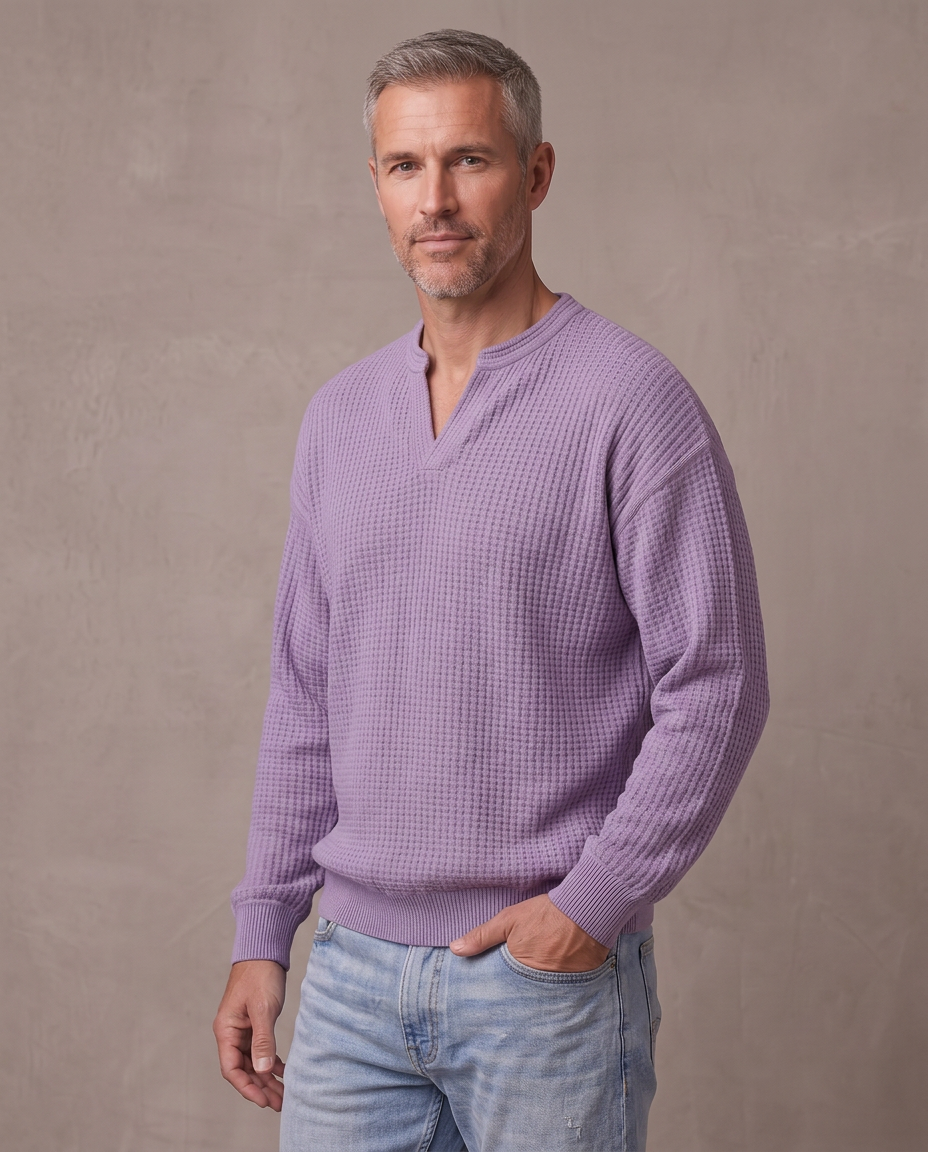 Jersey de gofre efecto capas Iker, vista de tres cuartos - Lila