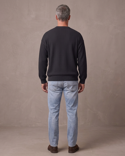 Jersey de gofre efecto capas Iker, vista de espalda - Negro