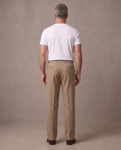 Pantalón de vestir de pinzas Aurelio, vista de espalda - Caqui