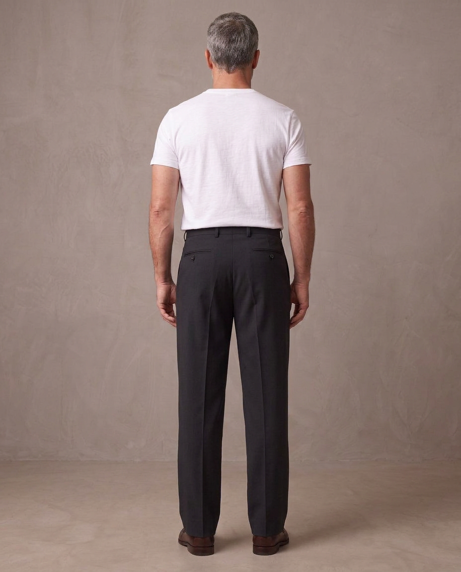 Pantalón de vestir de pinzas Aurelio, vista de espalda - Negro