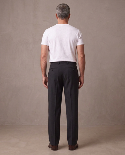 Pantalón de vestir de pinzas Aurelio, vista de espalda - Negro