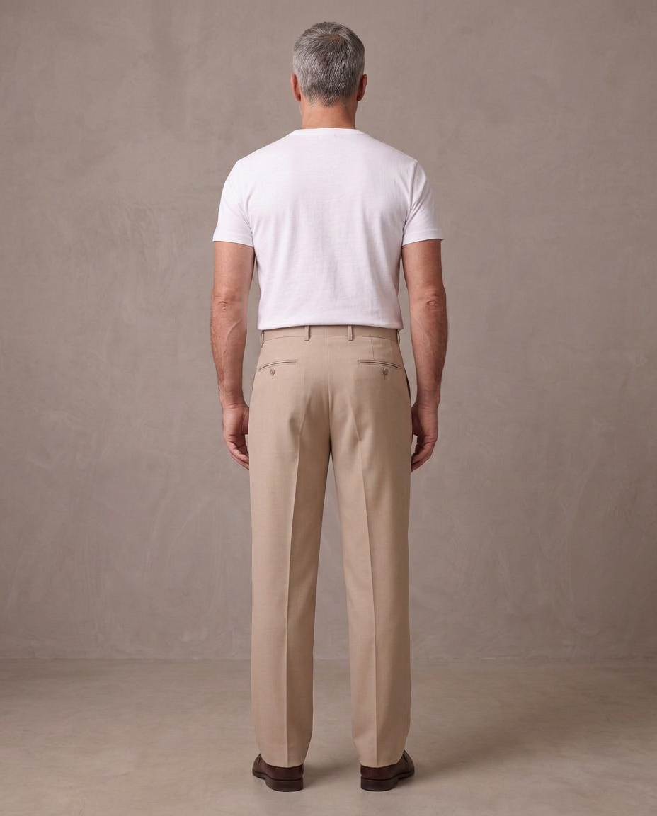 Pantalón de vestir de pinzas Aurelio, vista de espalda - Beige