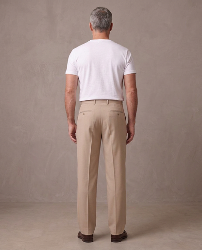 Pantalón de vestir de pinzas Aurelio, vista de espalda - Beige