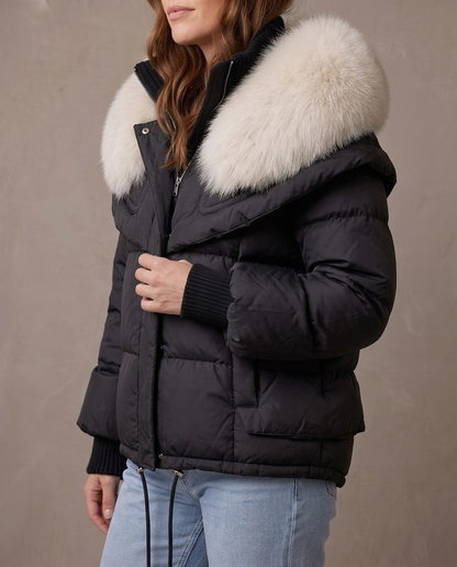 Chaqueta acolchada de plumón Giovanni, vista de tres cuartos - Negro