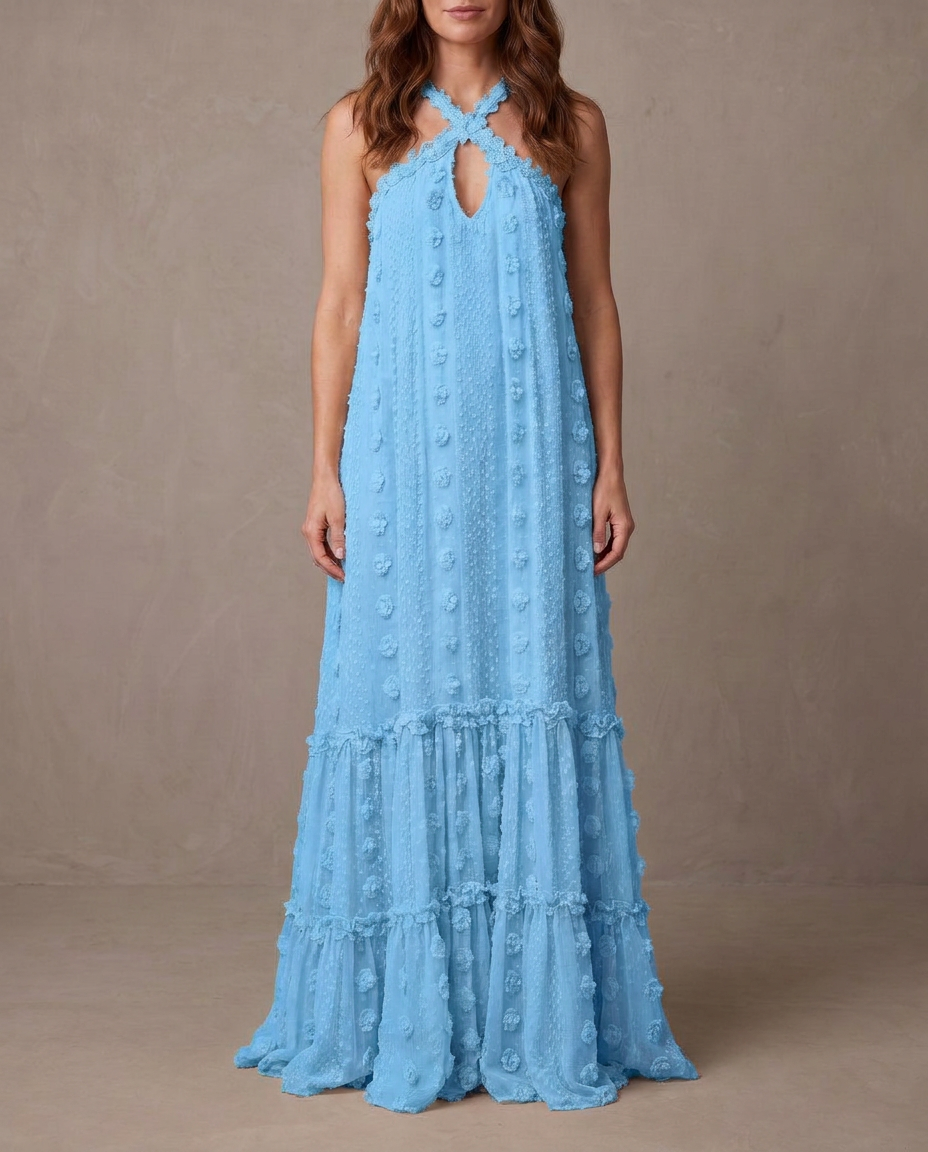 Vestido Mariana, vista de frente - Azul