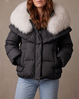 Chaqueta acolchada de plumón Giovanni, vista de frente - Negro