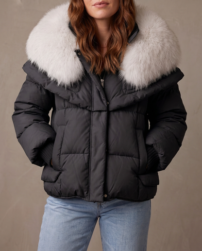 Chaqueta acolchada de plumón Giovanni, vista de frente - Negro