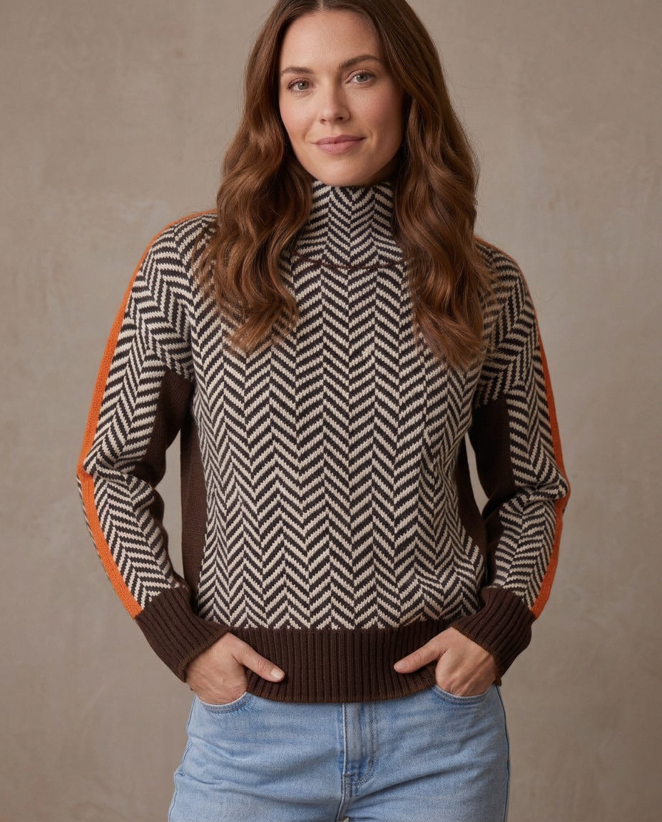 Jersey de cuello alto Jess, vista de frente - Naranja