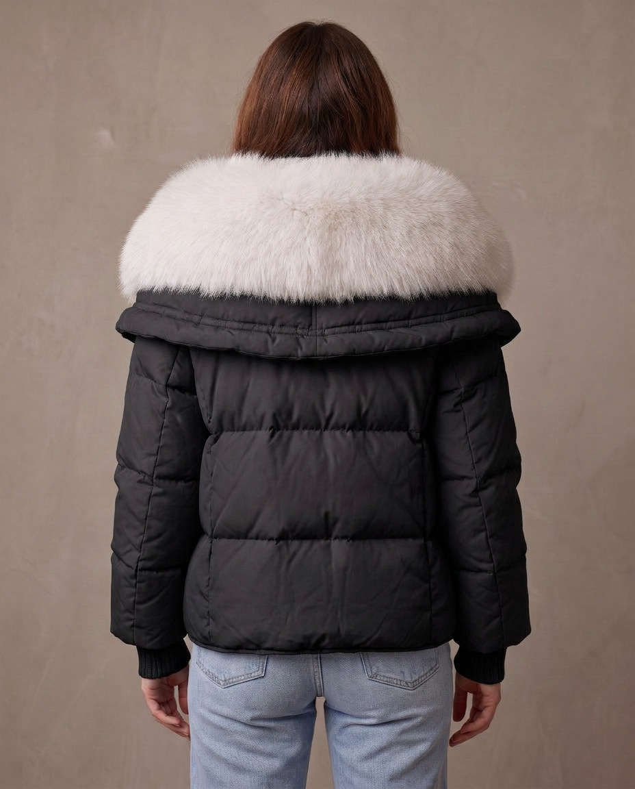 Chaqueta acolchada de plumón Giovanni, vista de espalda - Negro