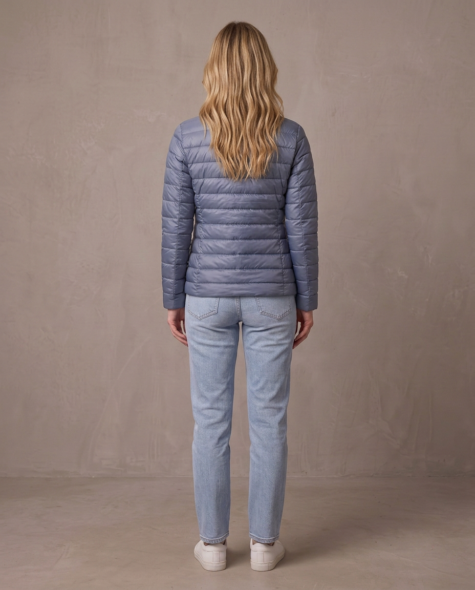 Chaqueta acolchada ultraligera Noa, vista de espalda - Azul grisáceo