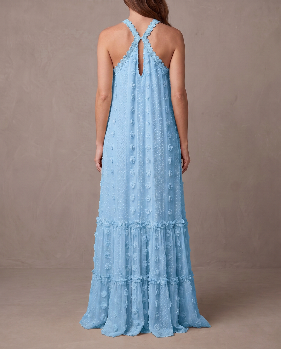 Vestido Mariana, vista de espalda - Azul