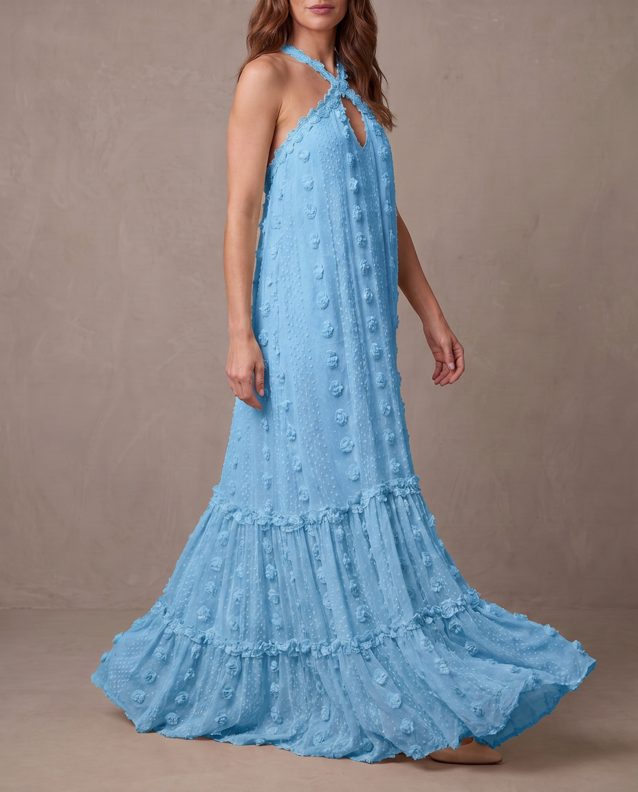 Vestido Mariana, vista lateral - Azul