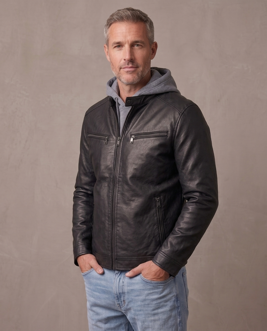 Cazadora Roadster Mason, vista de tres cuartos - Negro