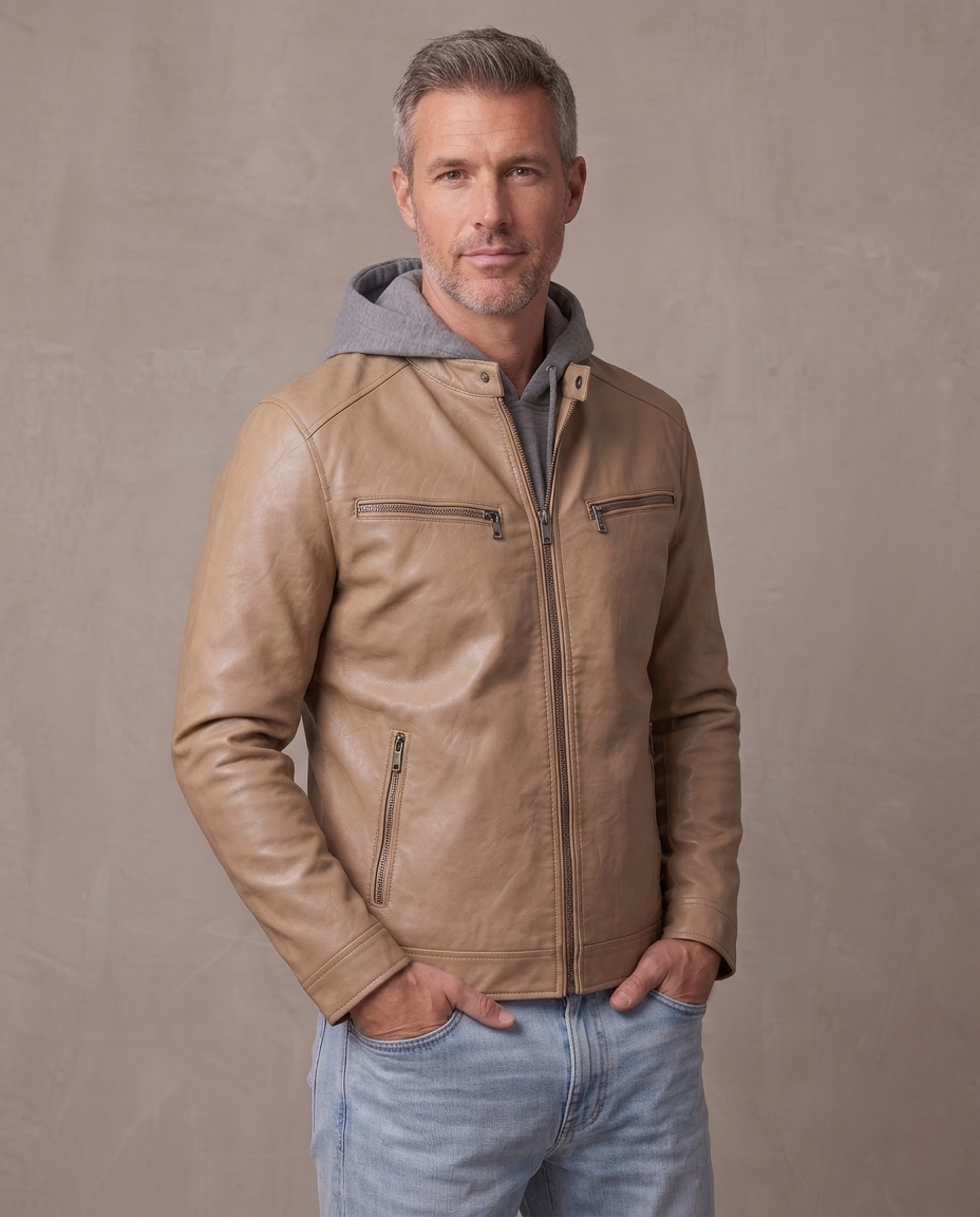 Cazadora Roadster Mason, vista de tres cuartos - Beige