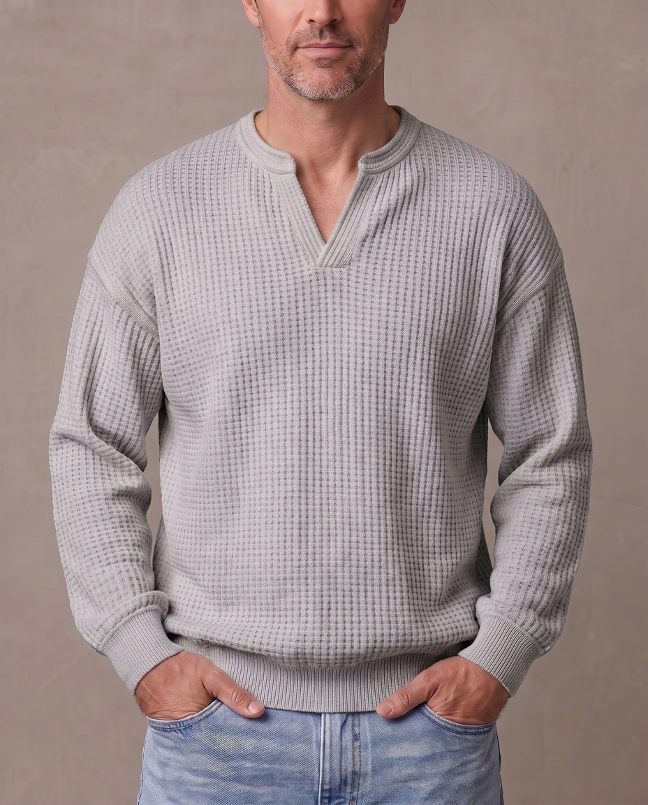 Jersey de gofre efecto capas Iker, vista de frente - Gris