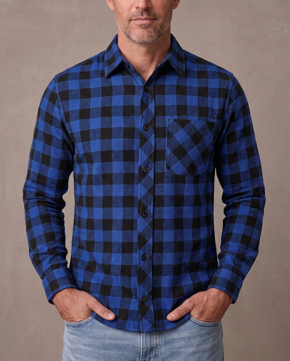 Camisa de cuadros Milo, vista de frente - Azul