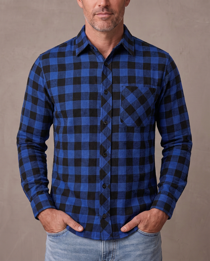 Camisa de cuadros Milo, vista de frente - Azul