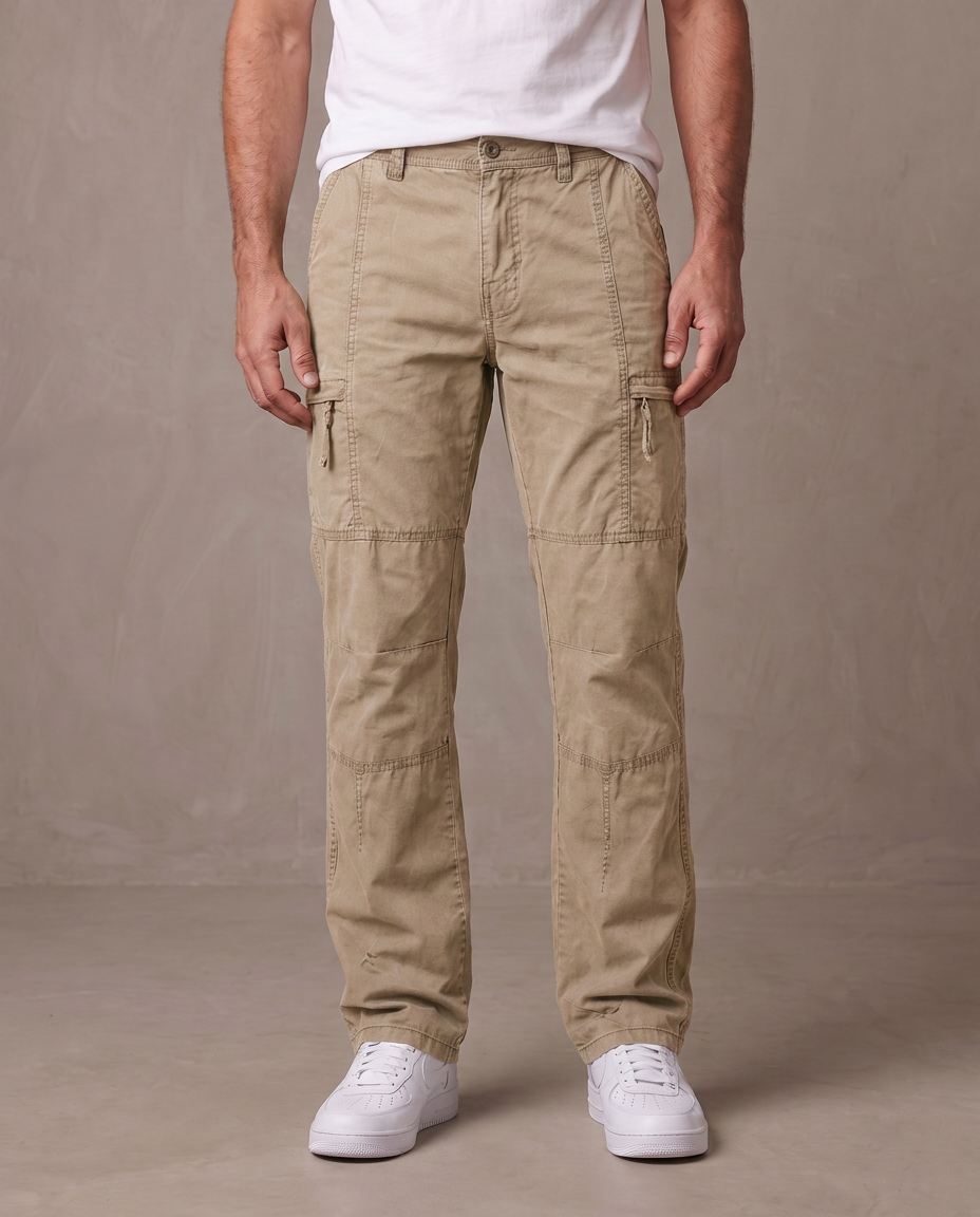Pantalón cargo Jason, vista de frente - Caqui