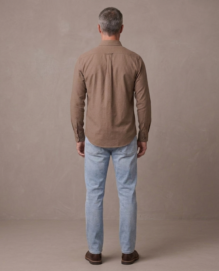 Camisa Oxford de algodón Bruno, vista de espalda - Marrón tabaco